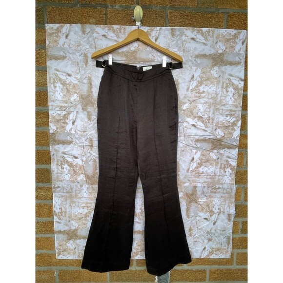 Aje Black Linen-Blend Elements Flared Pant, Brand Size 8 - Picture 3 of 12